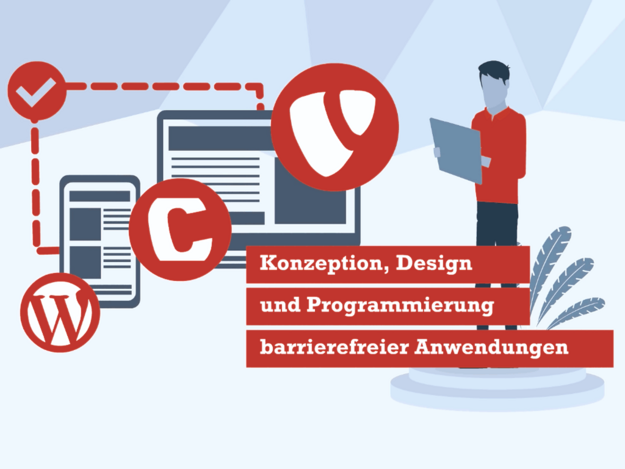 Illustration zum Thema Barrierefreies Webdesign mit Wordpress, Contao und Typo3. BITV.